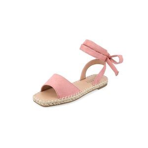 Journee Collection Womens 7.5 M Rose Pink Emelie Ankle Wrap Flat Sandals NIB OP3